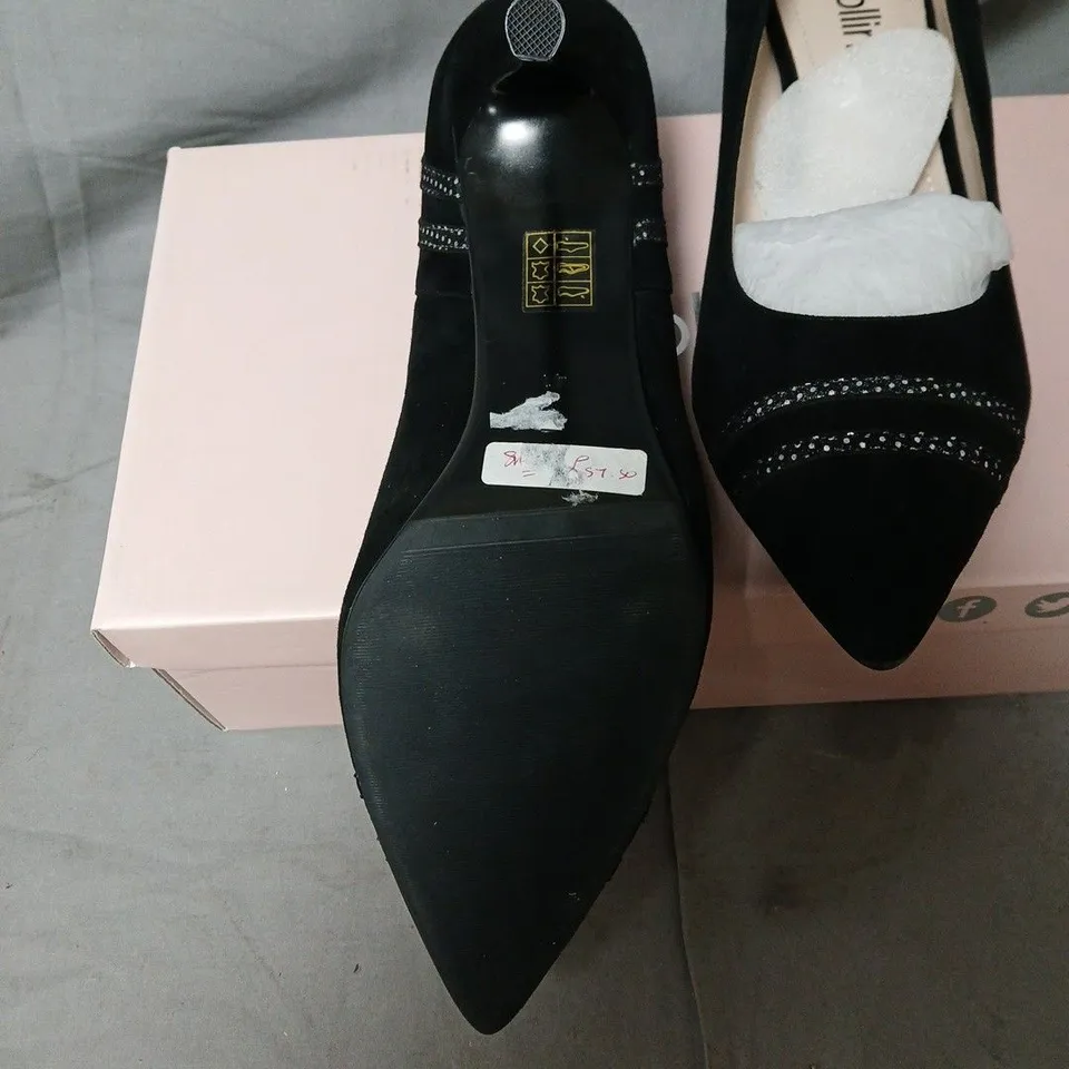 CAPOLLINI BLACK SUEDE HIGH HEELS – UK 8.5 (EU 41) – POINTED TOE WITH RHINESTONE TRIM