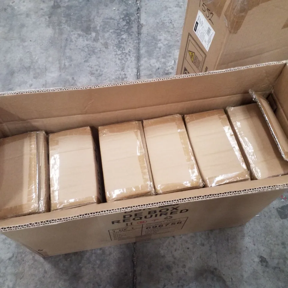 BOX CONTAINING APPROXIMATELY 12 METAL BLACK CANDLESTICKS 