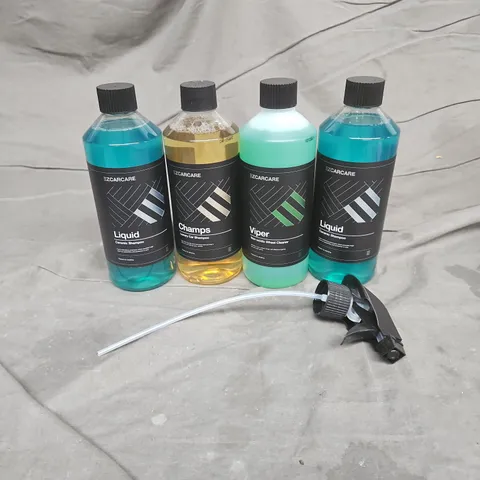 EZCARECARE APPROX 4 ASSORTED CAR CLEANING PRODUCTS TIO INCLUDE - LIQUID CERAMIC SHAMPOO - VIPER NON-ACIDIC WHEEL CLEANER - CHAMPS LUXURY CAR SHAMPOO - COLLECTION ONLY