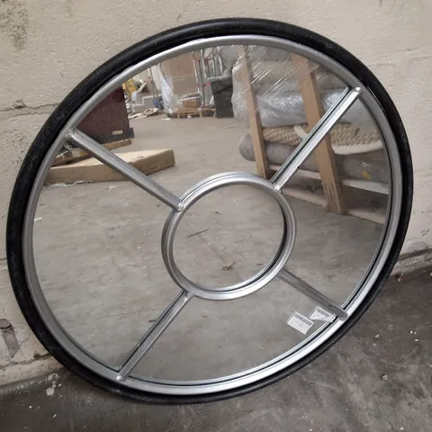ROCCA ROUND MIRROR SILVER/BLACK FRAME 59CM