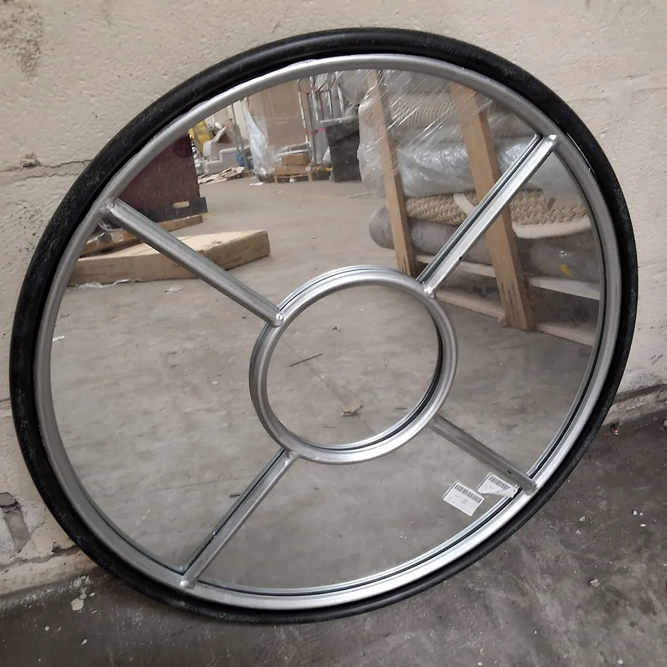 ROCCA ROUND MIRROR SILVER/BLACK FRAME 59CM