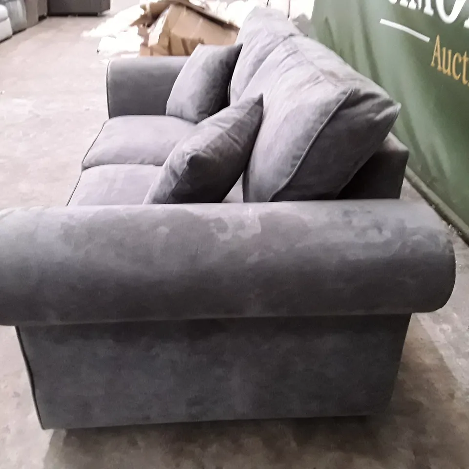 DESIGNER 2 SEATER SOFA - GREY FABRIC 