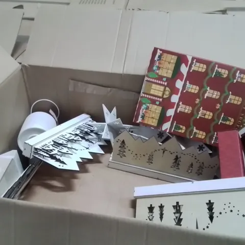 PALLET CONTAINING A LARGE QUANTITY OF ASSORTED CHRISTMAS DECORATIONS AND PRODUCTS TO INCLUDE;FUSE BEAD SET,TOY SHOP ADVENT CALENDAR,CERAMIC DECORATION