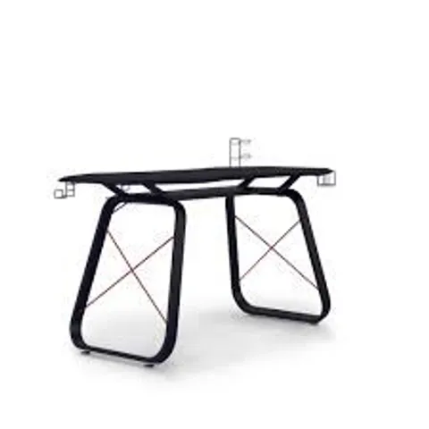 BOXED OBLIVION GAMING DESK CARBON FIBRE EFFECT TOP BLACK/RED