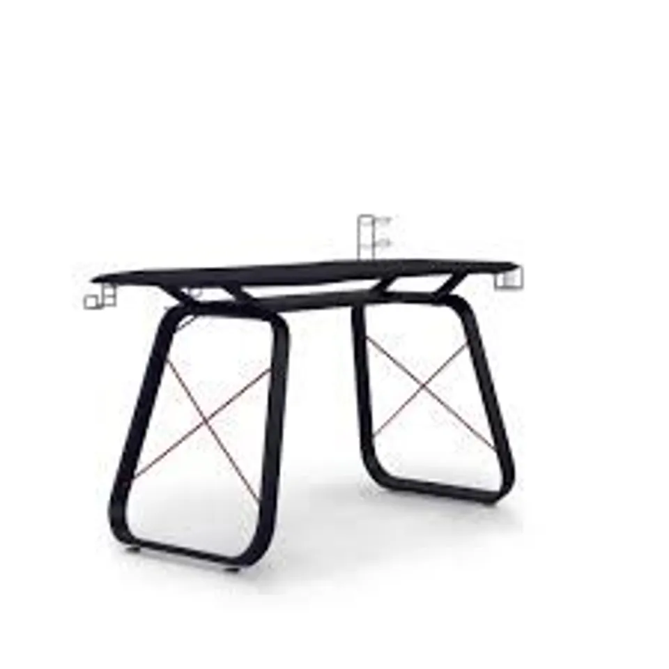 BOXED OBLIVION GAMING DESK CARBON FIBRE EFFECT TOP BLACK/RED