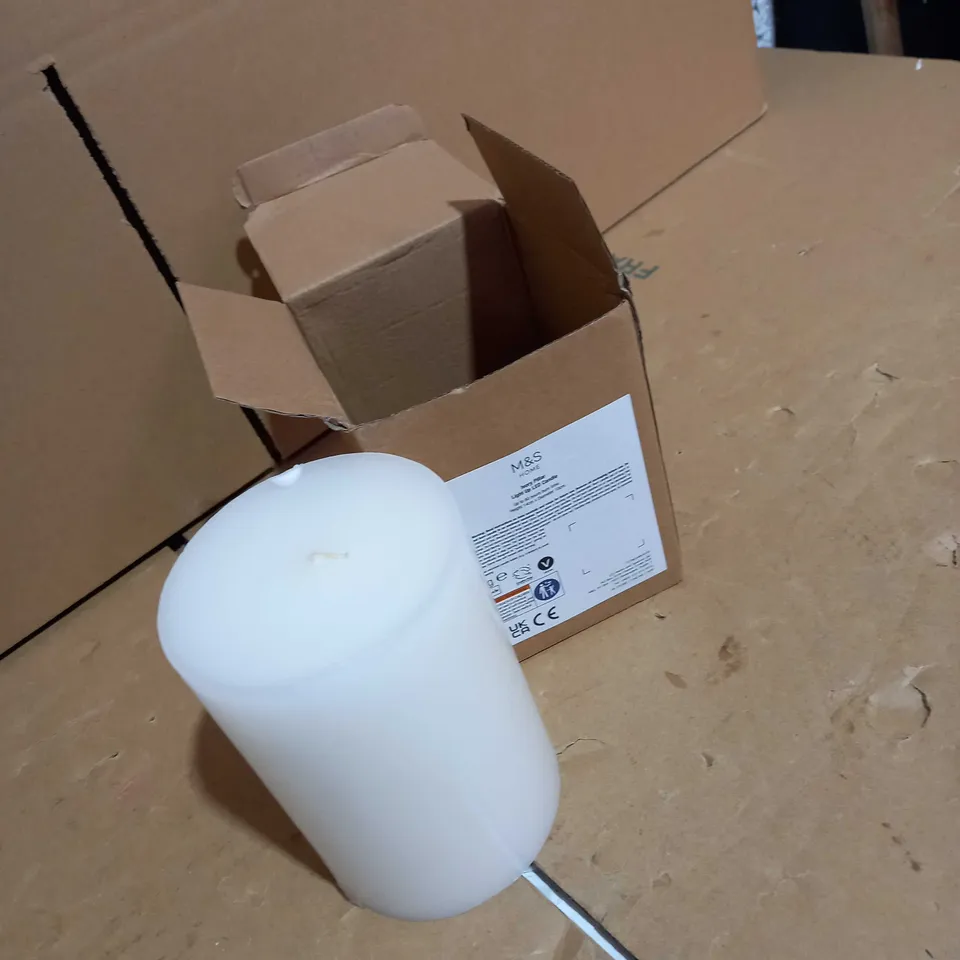 M&S IVORY PILLAR LIGHT UP LED CANDLE 