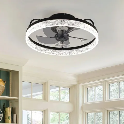 BOXED KAPPA 48CM CRYSTAL CEILING FAN WITH LED LIGHTS