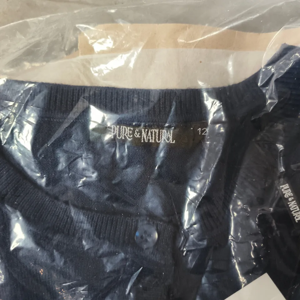 PURE & NATURAL LADIES CREW NECK CARDIGAN – NAVY, UK 12, STYLE VLK1604