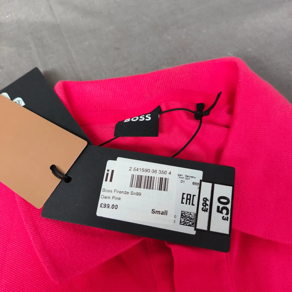 BOSS POLO SHIRT – PINK, SIZE SMALL