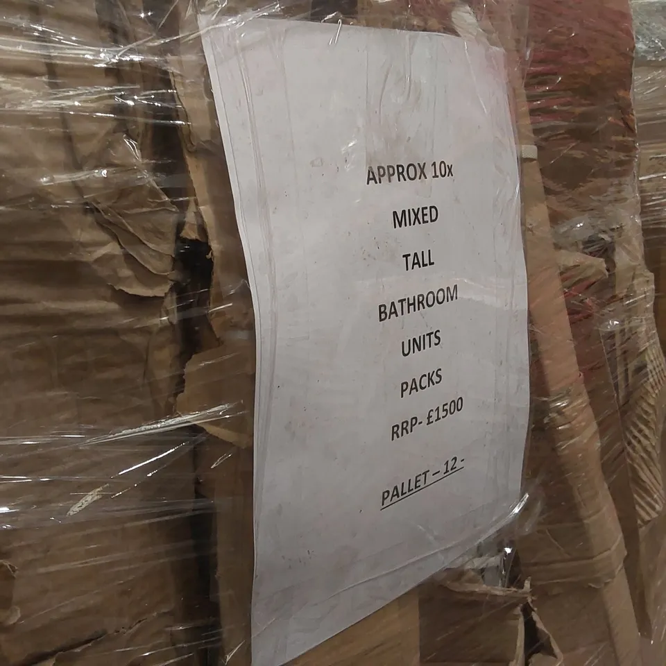 PALLET CONTAINING APPROXIMATELY 10x MIXED TALL BATHROOM UNITS PACKS