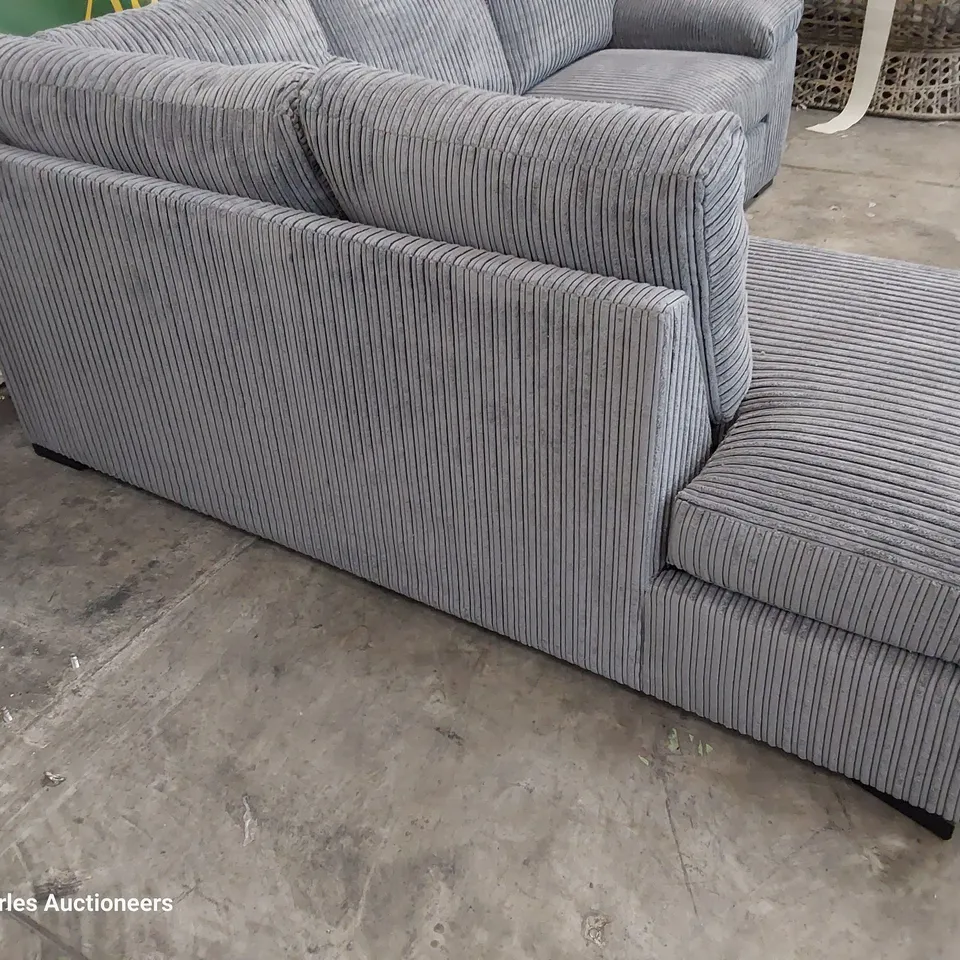 DESIGNER CHAISE SOFA GREY JUMBO CHORD 