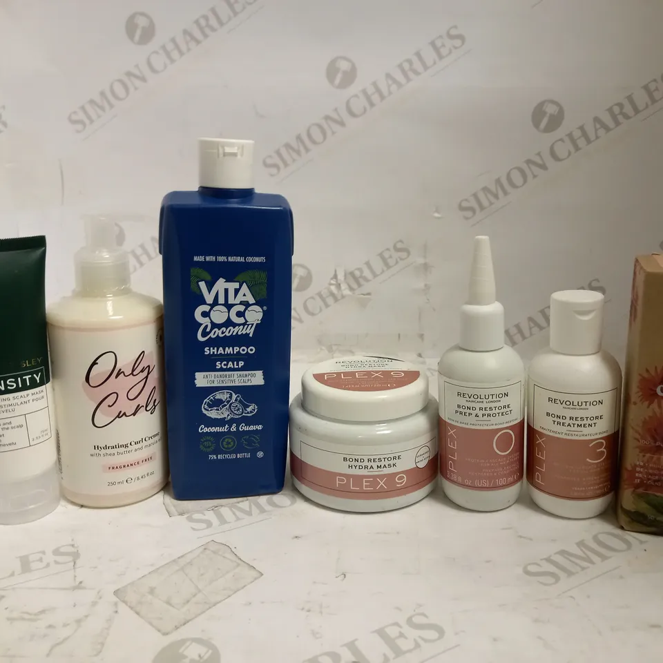 LOT OF APPROXIMATELY 15 HAIR CARE ITEMS, TO INCLUDE ONLY CURLS, PHILIP KINGSLEY, REVOLUTION, ETC