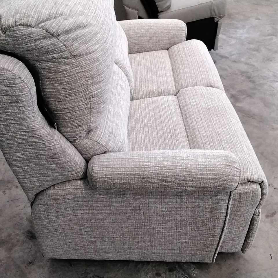 QUALITY BRITISH DESIGNER G PLAN MANUFACTURED NEWMARKET 2 SEATER SOFA - LOOM SHALE FABRIC 