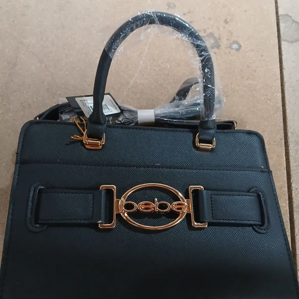BEBE BLACK HANDBAG WITH GOLD LOGO HARDWARE