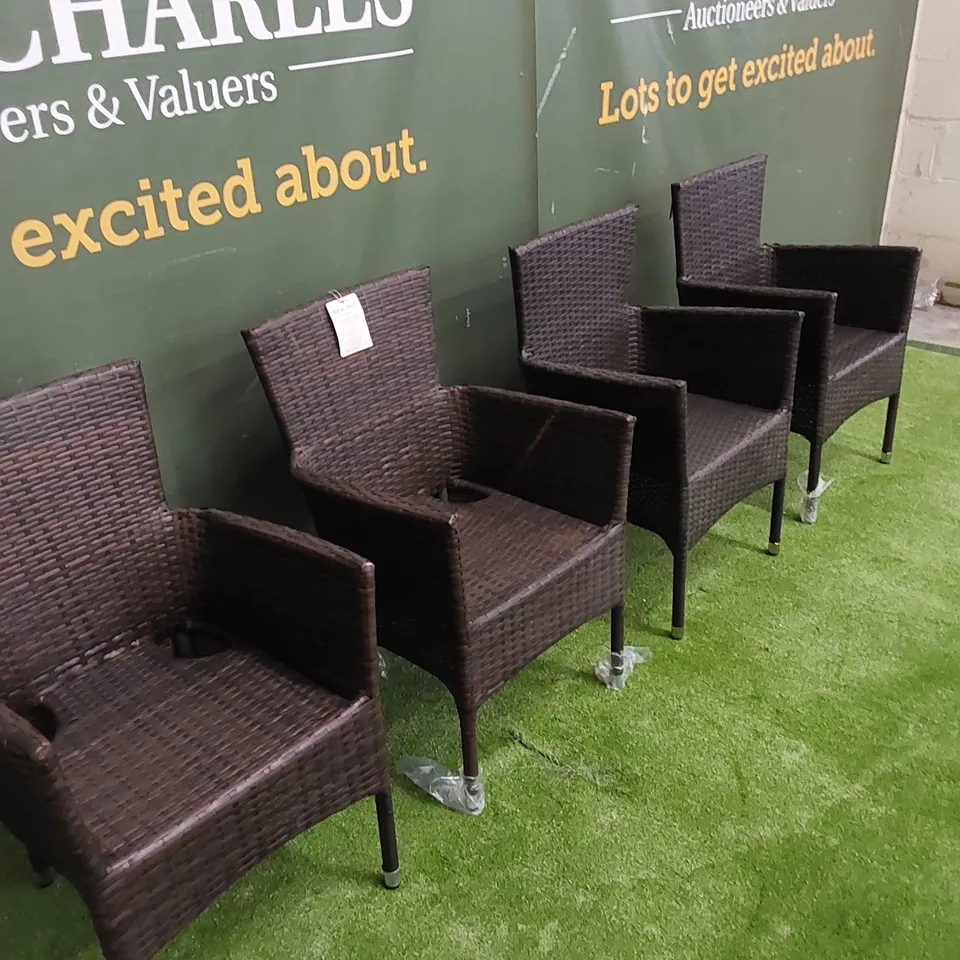 SET OF 4 CHOCOLATE MIX RATTAN CHAIRS