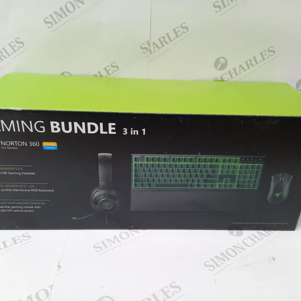 BRAND NEW BOXED RAZER GAMING BUNDLE 3 IN 1 TO INCLUDE - GAMING HEADSET, MEMBRANE RGB KEYBOARD AND ESSENTIAL GAMING MOUSE