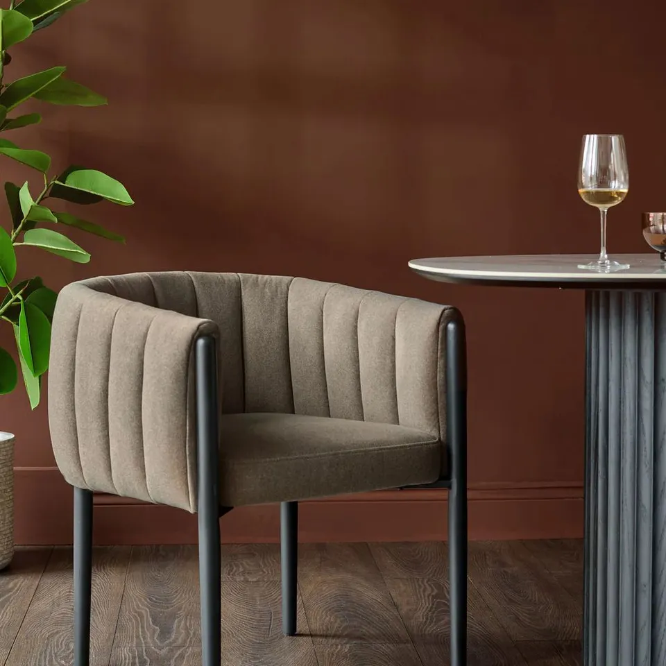 BOXED DANETTI COLE MOCHA PLUSH FABRIC DINING CHAIR