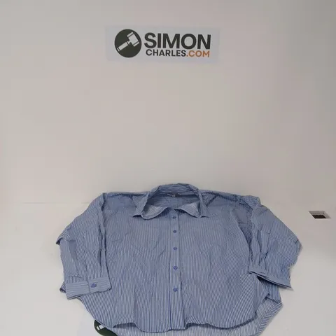WOMENS BLUE & WHITE STRIPED SHIRT – BUTTON-DOWN COLLAR - SIZE 18