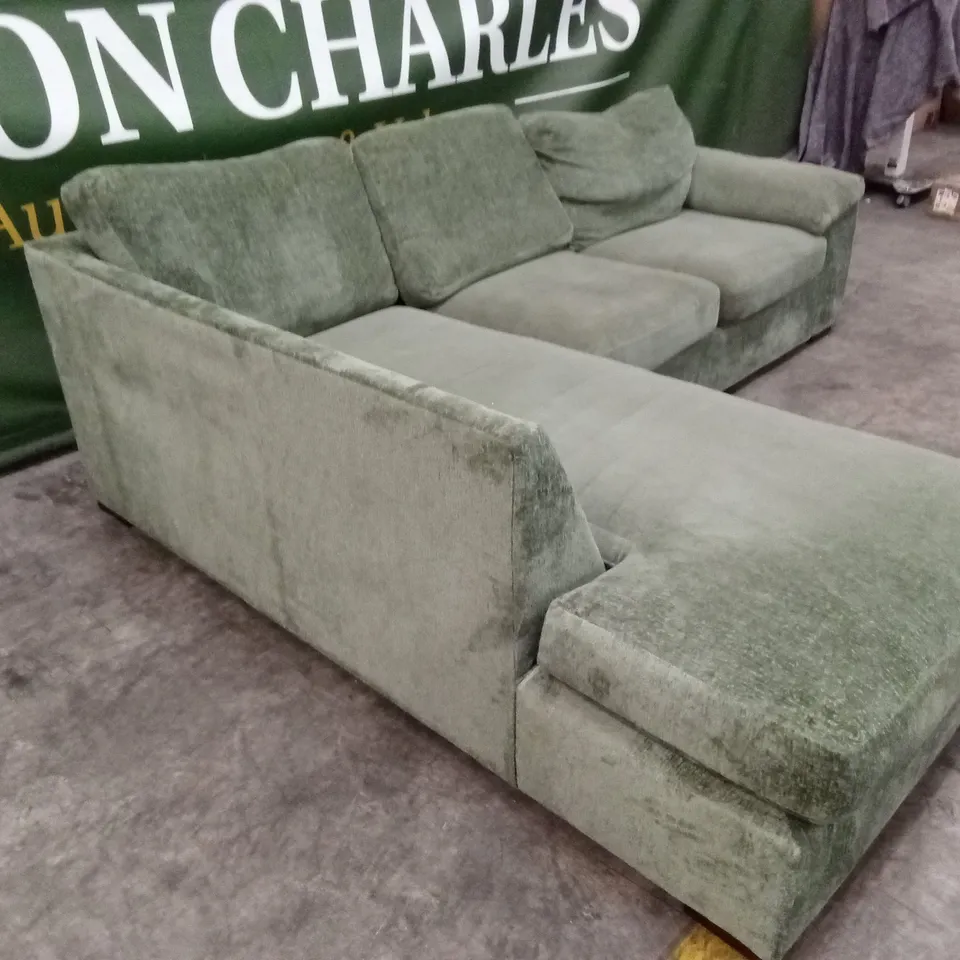 SALERNO STANDARD BACK FABRIC CORNER CHAISE SOFA - GREEN
