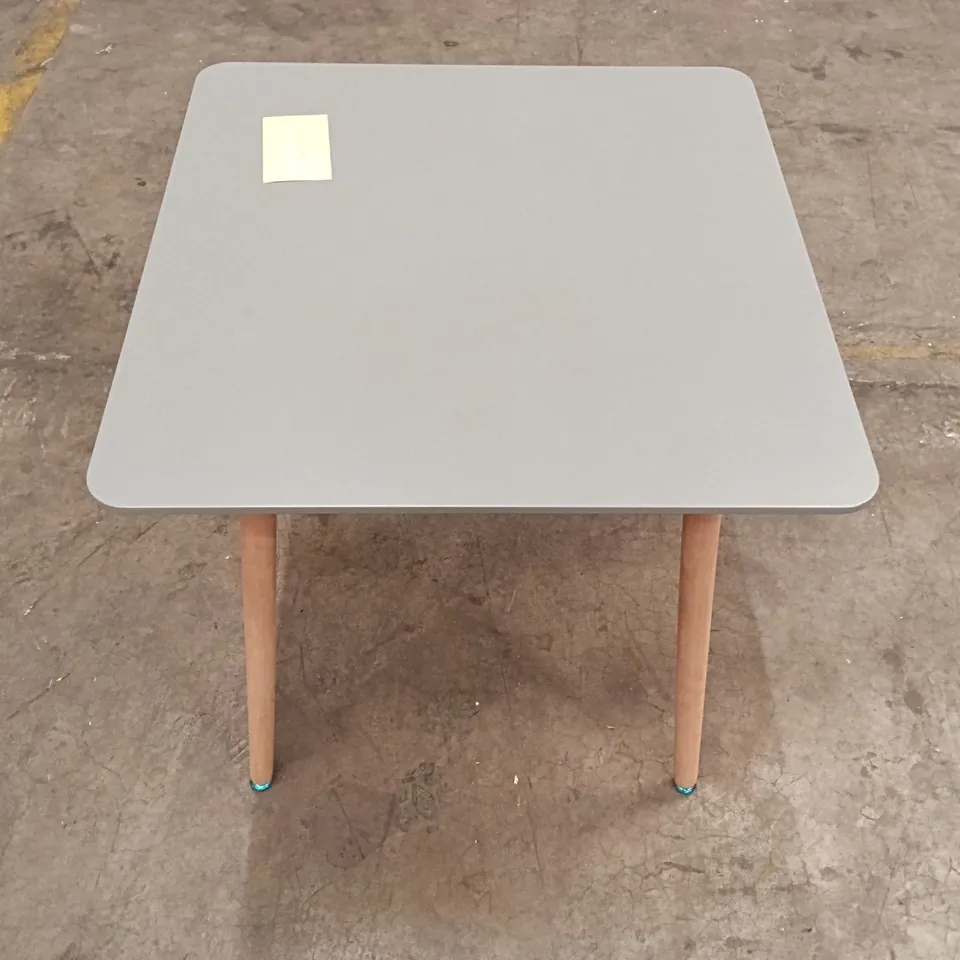 GREY TOP WOODEN LEGGED SQUARE DESK