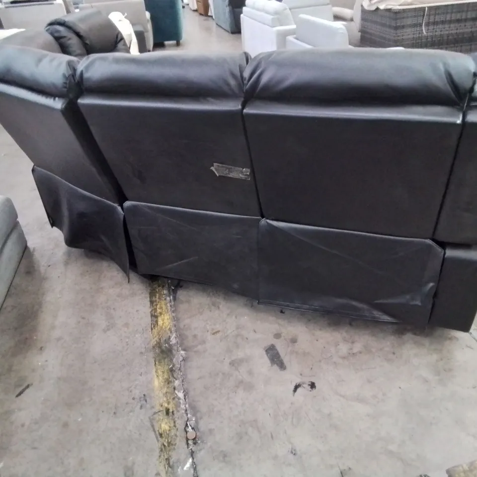 DESIGNER MANUAL RECLINING CORNER GROUP BLACK LEATHER 