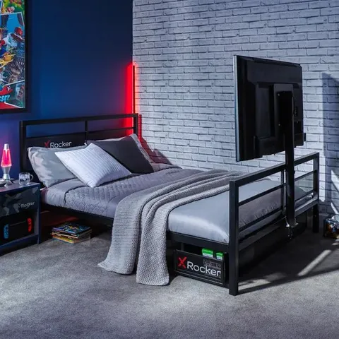 BOXED XROCKER BASECAMP DOUBLE 4FT6 TV GAMING BED - BLACK (1 BOX)