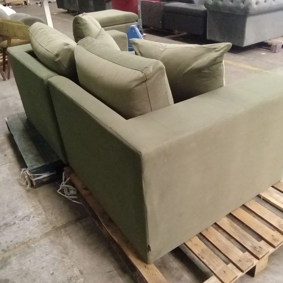 QUALITY DESIGNER ASHER 3 SEATER SOFA - GREEN VELVET