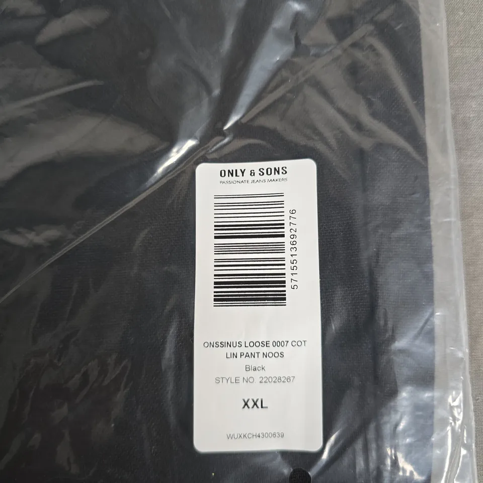 BAGGED ONLY & SONS BLACK MEN'S TROUSERS – XXL – STYLE NO. 22028267
