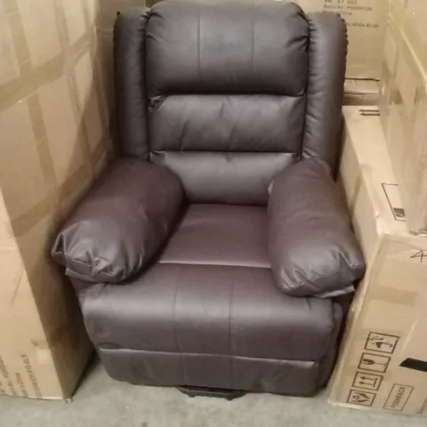 DESIGNER CHESTNUT FAUX LEATHER RECLINER CHAIR 