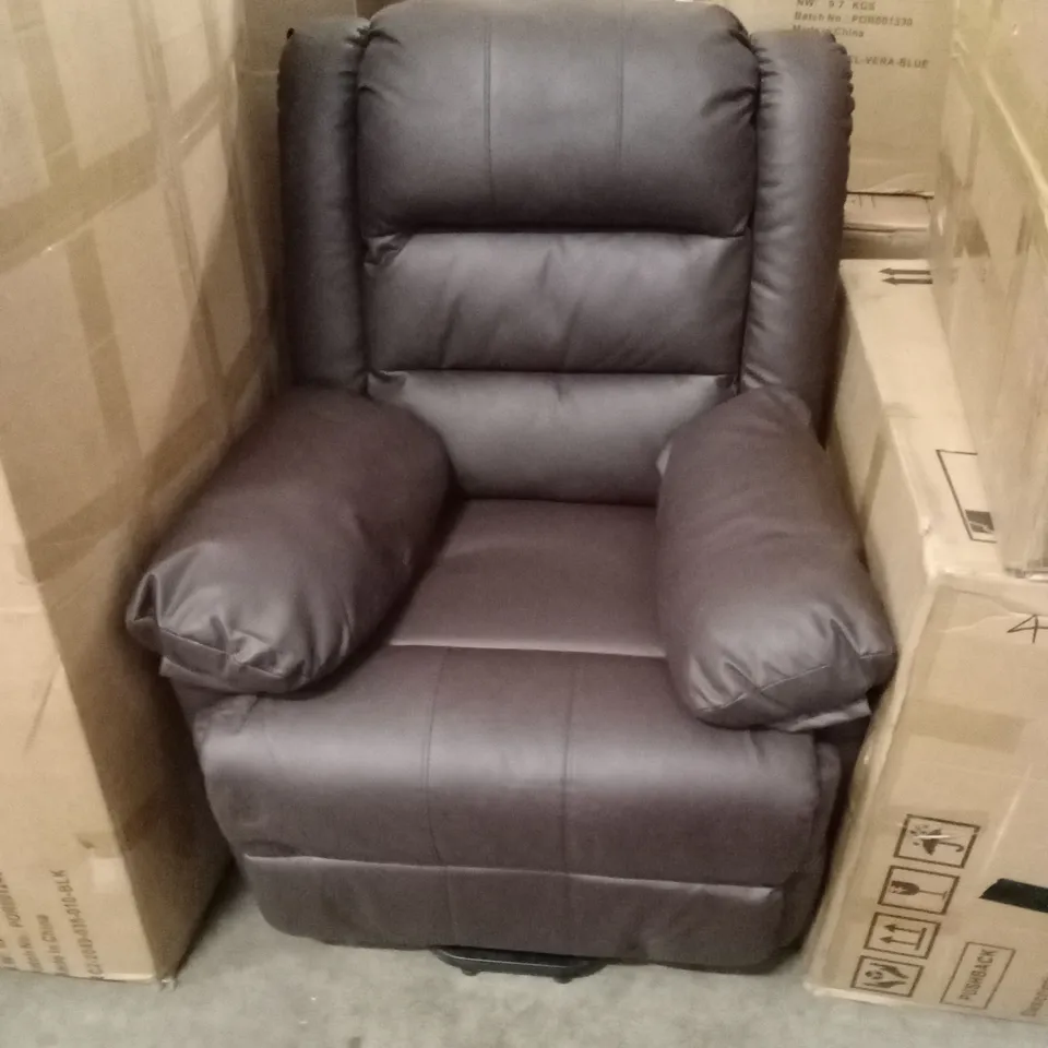 DESIGNER CHESTNUT FAUX LEATHER RECLINER CHAIR 