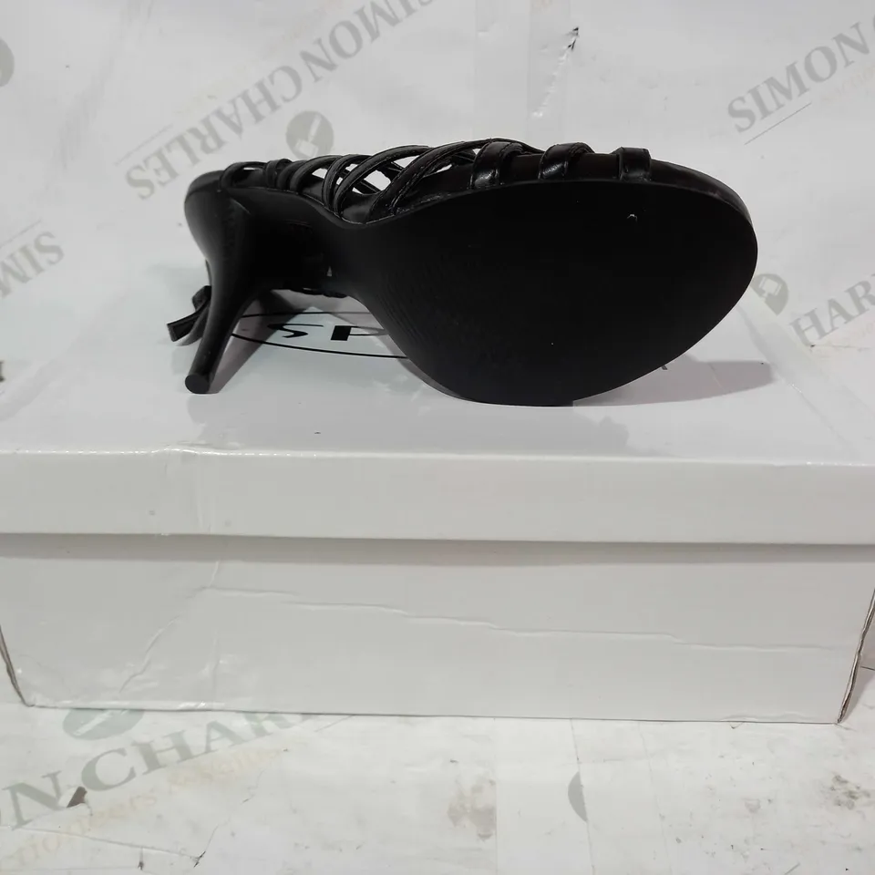 BOXED PAIR OF SPOT ON STILETTO SANDAL HEELS IN BLACK UK SIZE 6