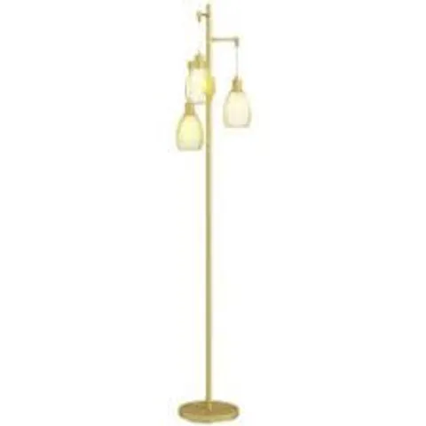 BOXED COSTWAY 3-BULB FLOOR LAMP WITH 3 E26 A19 BULBS AND ADJUSTABLE LAMPSHADES-GOLDEN
