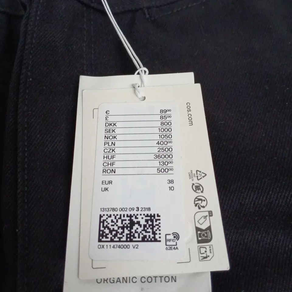 COS BLACK TROUSERS TAGGED SIZE 38 (UK10)
