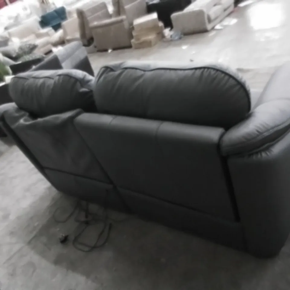 DESIGNER G PLAN MADE JACKSON CAMBRIDGE PETROL BLUE LEATHER ELECTRIC RECLINING THREE SEATER SOFA