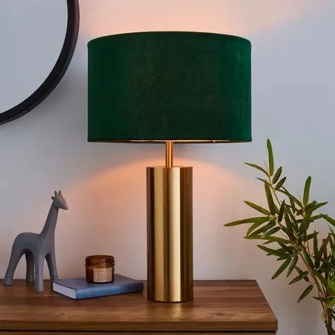 BOXED DUNELM NESA TOUCH TABLE LAMP - GREEN VELVET EFFECT