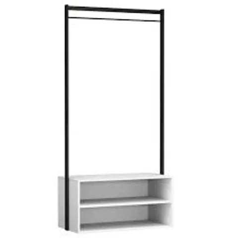 BOXED HOMEGA WHITEFIELD METAL CLOTHING RAIL WITH 2-TIER WOODEN SHOE STORAGE UNIT - OAK 