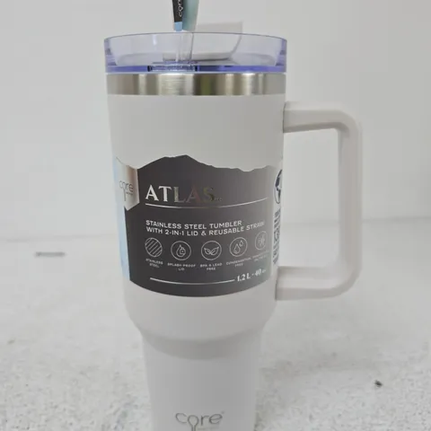 ATLAS STAINLESS STEEL TUMBLER WITH 2-IN-1 LID & REUSABLE STRAW, 1.2L