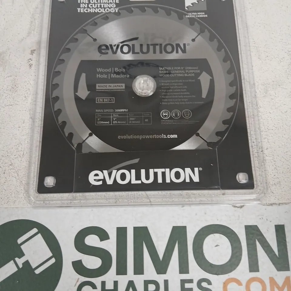 APPROXIMATELY 25 BRAND NEW EVOLUTION 9-INCH WOOD CUTTING BLADE – ULTRA HIGH GRADE CARBIDE (230MM)
