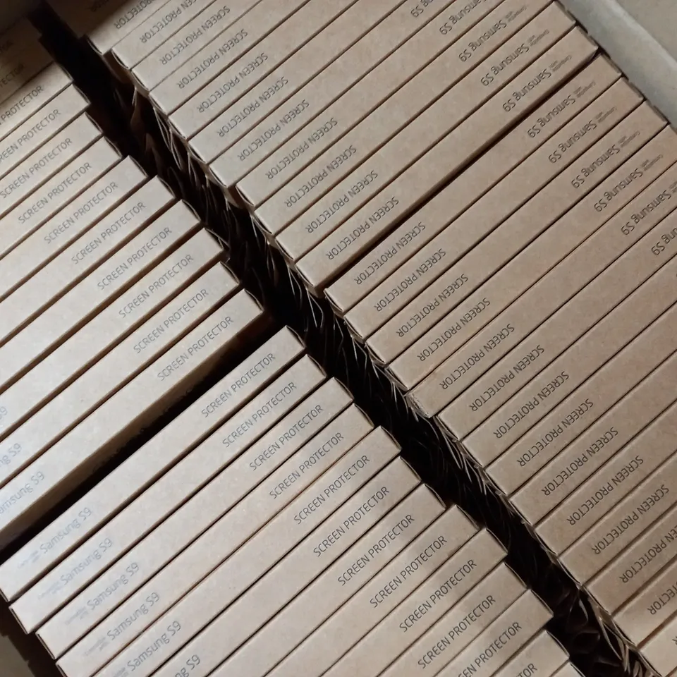 APPROXIMATELY 120 BRAND NEW BOXED AND SEALED GROOV-E PREMIUM TEMPERED GLASS SCREEN PROTECTOR GV-MP077 COMPATIBLE WITH SAMSUNG S9 INCLUDES 9H HARDNESS, HIGH TOUCH SENSITIVITY, ANTI-SCRATCH ETC.