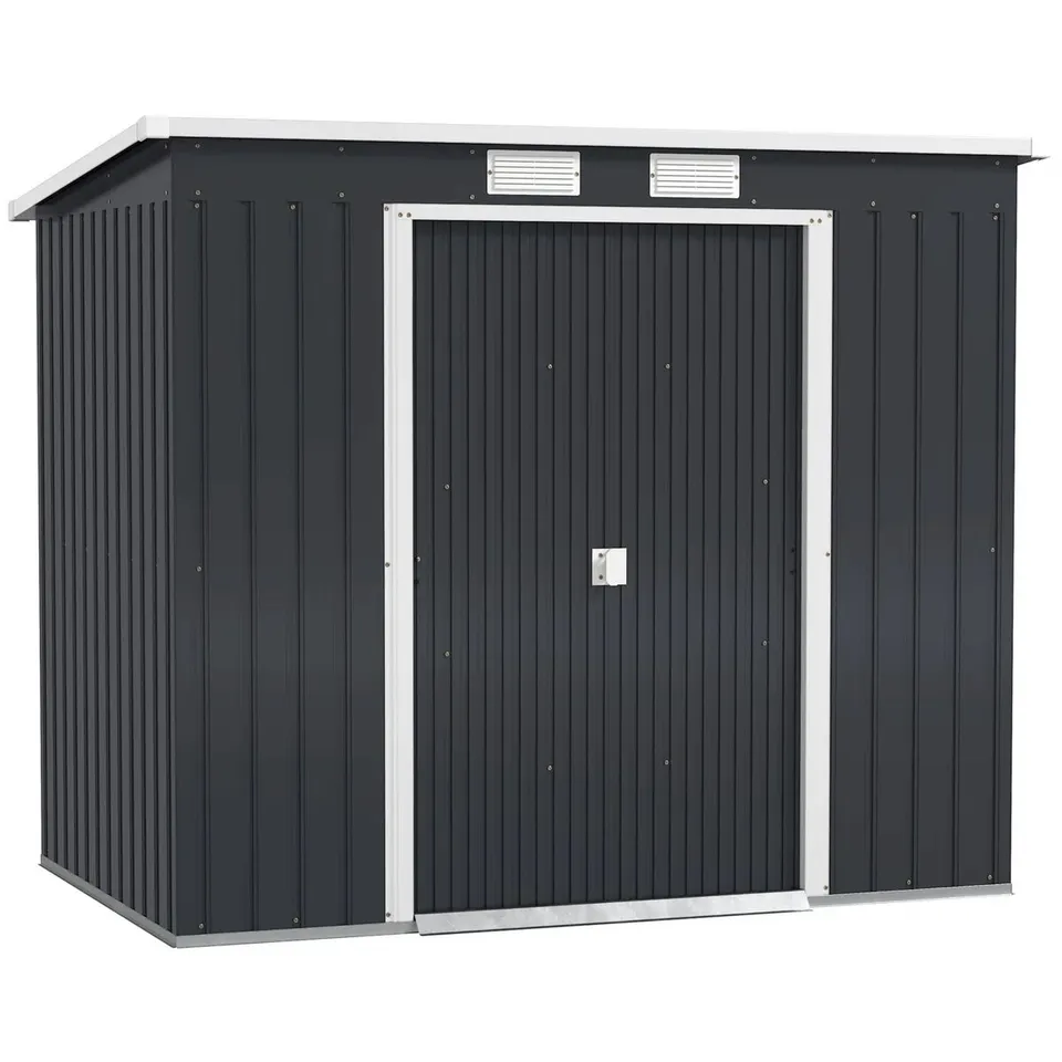 BOXED GARDEN 7 FT. W X 4 FT. D GALVANISED STEEL STORAGE SHED (2 BOXES)
