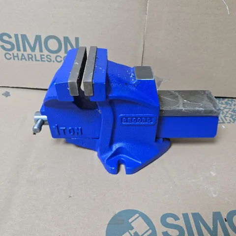 BLUE BENCH VISE – CAST-IRON WORKSHOP VISE WITH ADJUSTABLE JAWS 1 TON - COLLECTION ONLY 