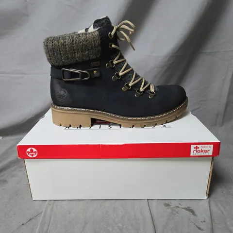 RIEKER CUFF WATER RESISTANT BOOTS NAVY SIZE 6