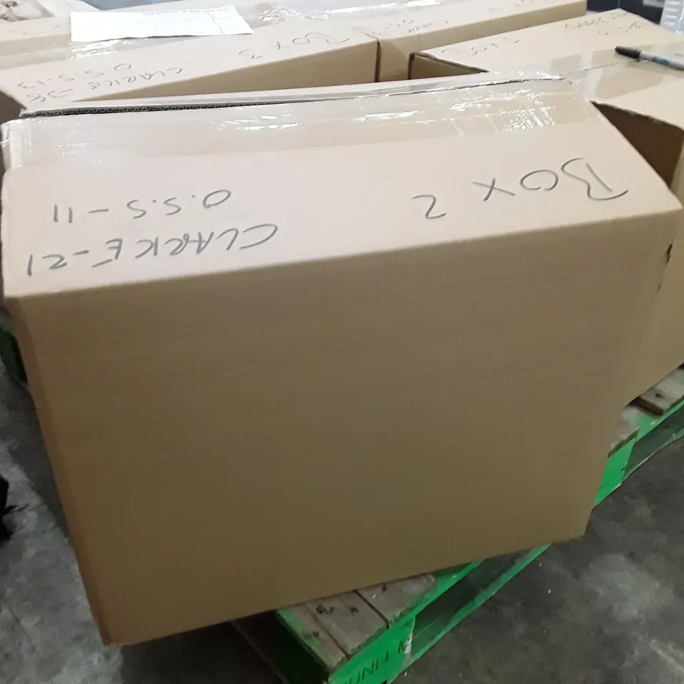 BOX CONTAINING ASSORTED ITEMS INCLUDING FOAM APPLICATOR GUN, COPING SAW, BATTERY CHARGER/MAINTAINER, IMPACT SOCKET ADAPTER SET, ASSORTED TIRES