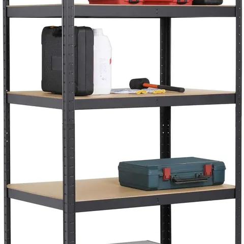 BOXED YAHEETECH HEAVY DUTY 5 TIER GARAGE SHELVING UNIT - BLACK (1 BOX)