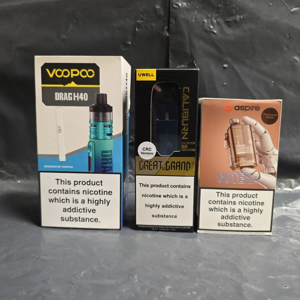 BOX OF APPROXIMATELY 25 ASSORTED E-CIGARETTE AND VAPING PRODUCTS TO INCLUDE VOOPOO, ASPIRE, ETC - COLLECTION ONLY