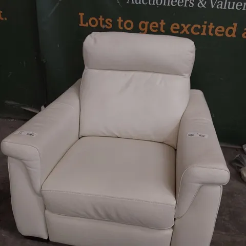 QUALITY ITALIAN DESIGNER ADRIANO POWER RECLINING EASY CHAIR WHITE LEATHER