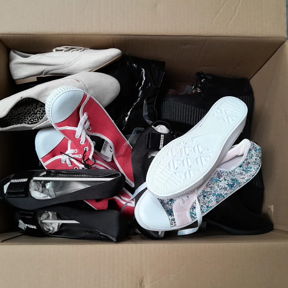 APPROXIMATELY 15 PAIRS OF LADIES SHOES ASSORTED SIZES, COLOURS AND STYLES