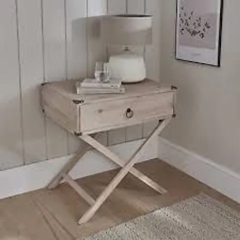 BRAND NEW HOMESDIRECT365 NATURAL WOODEN BEDSIDE TABLE WITH 1 DRAWER