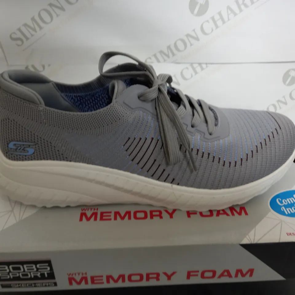 BOBS SPORT FROM SKETCHERS WITH MEMORT FOAM IN GREY AND BLUE - SIZE 7
