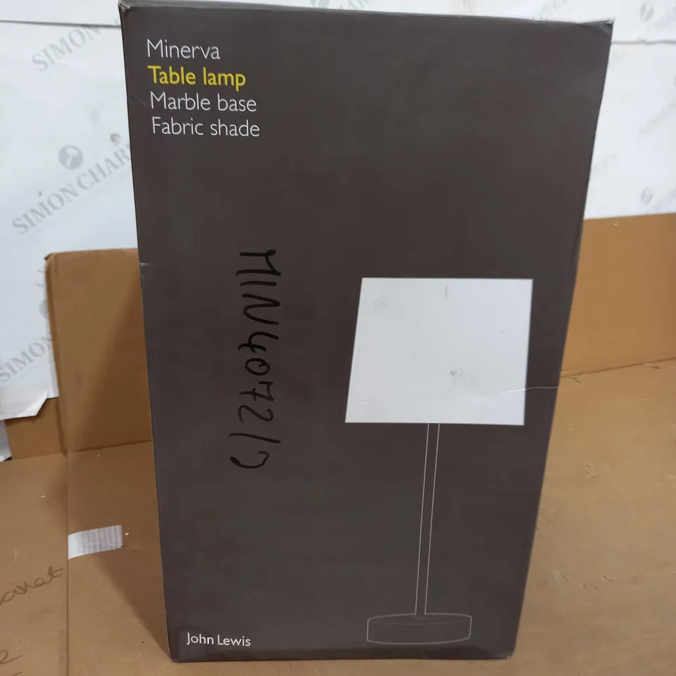 JOHN LEWIS MINERVA TABLE LAMP - MARBLE BASE, FABRIC SHADE